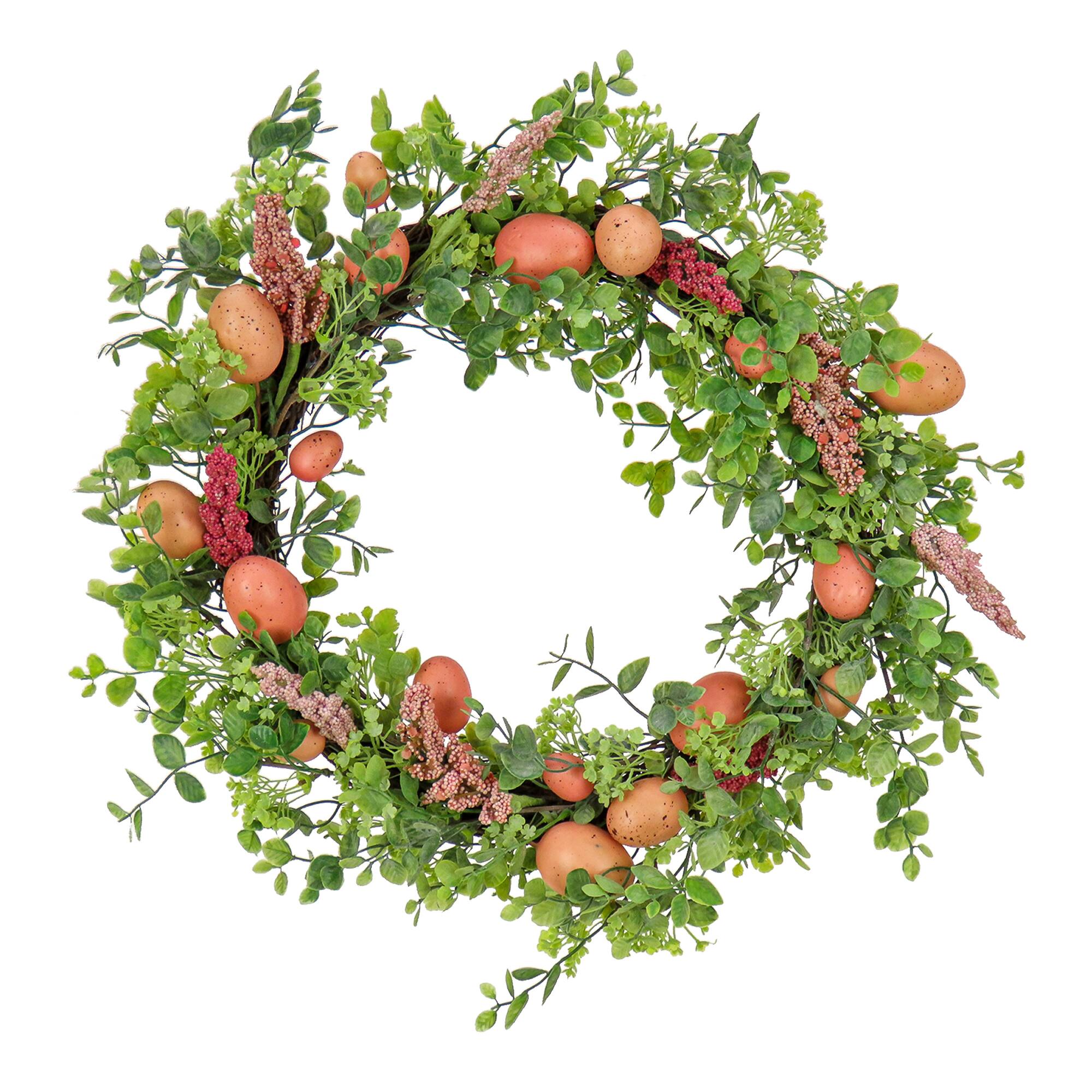 22" Pink Eggs Easter Wreath